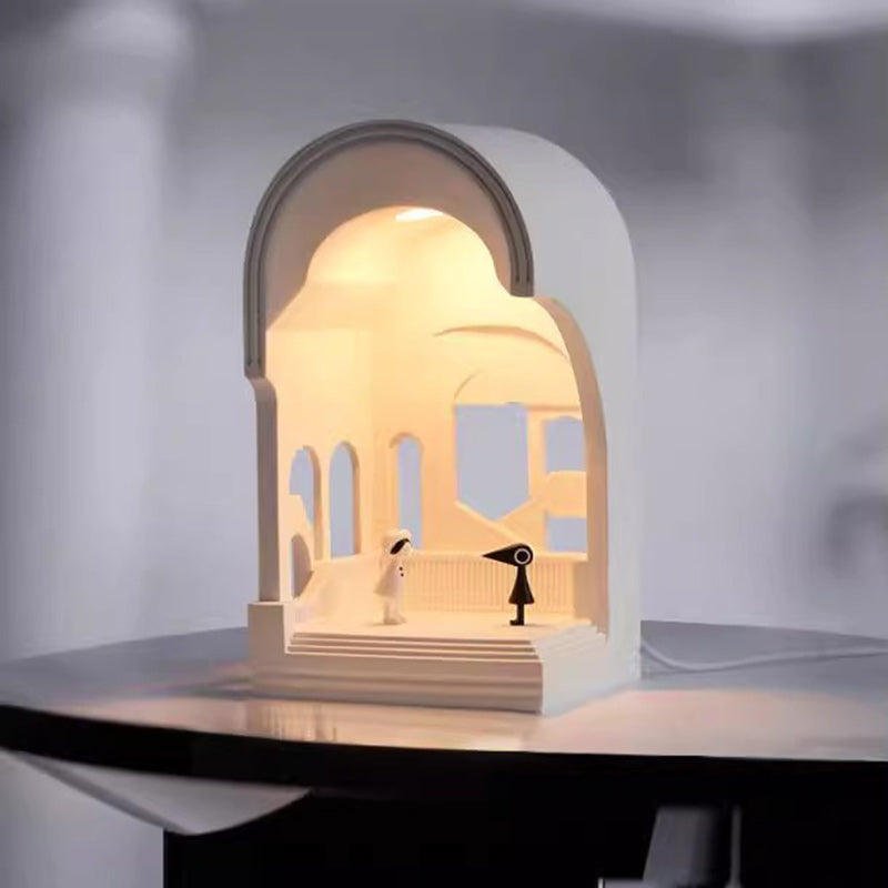 Lampe de Table à Cire Fondue avec Éclairage LED pour Église en Plâtre Créatif Contemporain, pour Chambre à Coucher 