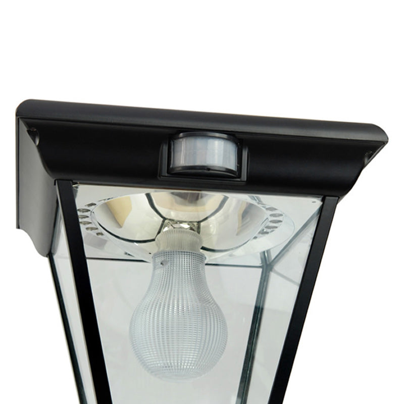 Contemporary Industrial Hexagonal Aluminum Glass Human Sensing LED Solar Outdoor Post Light For Garden