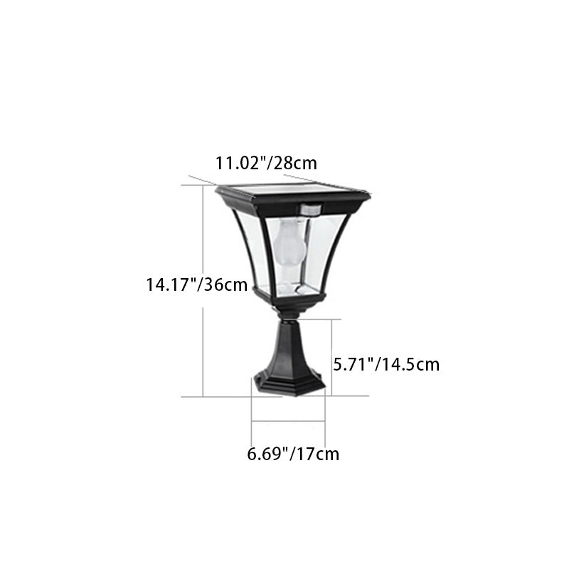 Contemporary Industrial Hexagonal Aluminum Glass Human Sensing LED Solar Outdoor Post Light For Garden