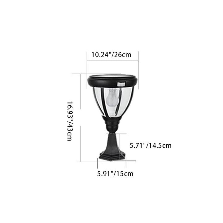 Contemporary Industrial Hexagonal Aluminum Glass Human Sensing LED Solar Outdoor Post Light For Garden