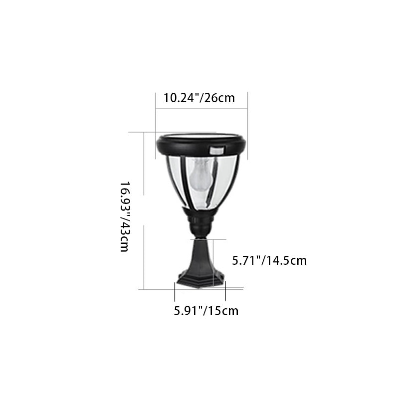Contemporary Industrial Hexagonal Aluminum Glass Human Sensing LED Solar Outdoor Post Light For Garden