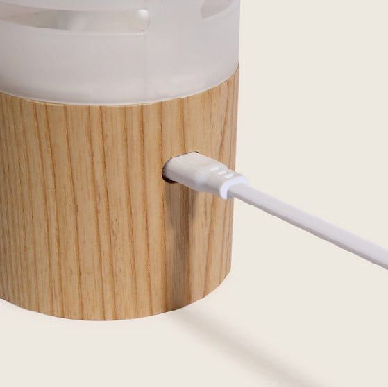 مصباح خشبي أسطواني USB للشحن LED محمول حديث للضوء الخارجي للتخييم لأماكن الفناء الخارجي 