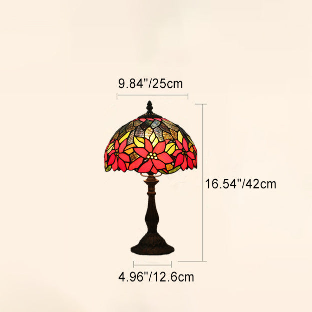 Lampe de table à 1 lumière avec dôme en vitrail Tournesol Tiffany traditionnel pour étude 
