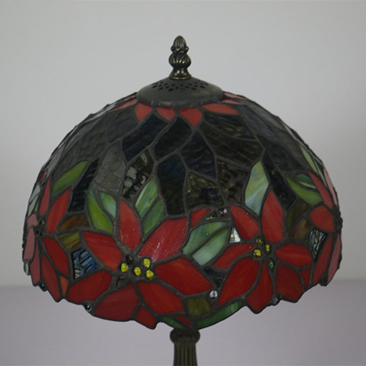 Lampe de table à 1 lumière avec dôme en vitrail Tournesol Tiffany traditionnel pour étude 