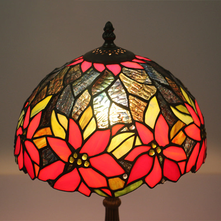 Lampe de table à 1 lumière avec dôme en vitrail Tournesol Tiffany traditionnel pour étude 