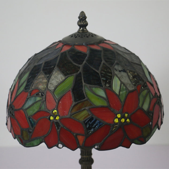 Lampe de table à 1 lumière avec dôme en vitrail Tournesol Tiffany traditionnel pour étude 