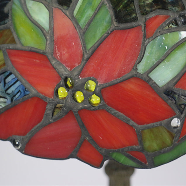 Lampe de table à 1 lumière avec dôme en vitrail Tournesol Tiffany traditionnel pour étude 
