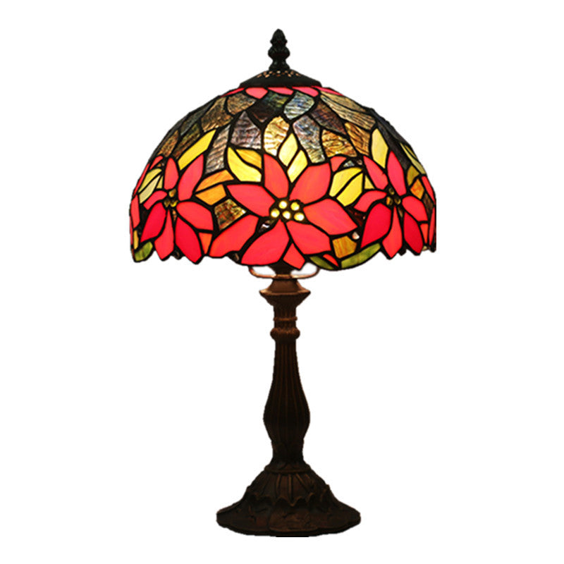 Lampe de table à 1 lumière avec dôme en vitrail Tournesol Tiffany traditionnel pour étude 