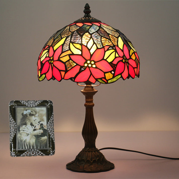 Lampe de table à 1 lumière avec dôme en vitrail Tournesol Tiffany traditionnel pour étude 