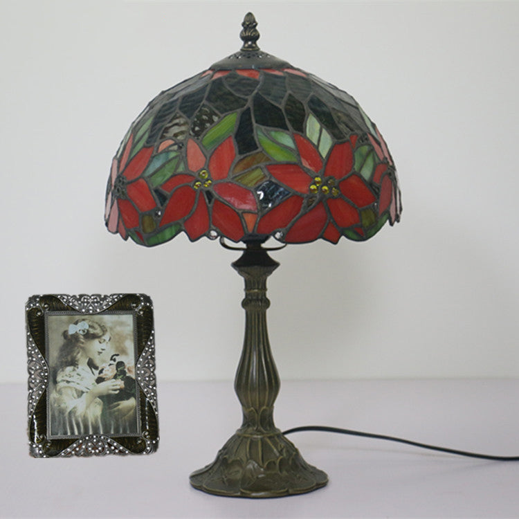 Lampe de table à 1 lumière avec dôme en vitrail Tournesol Tiffany traditionnel pour étude 