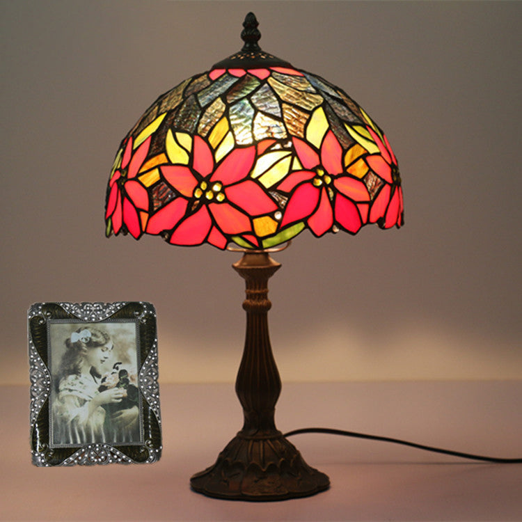 Lampe de table à 1 lumière avec dôme en vitrail Tournesol Tiffany traditionnel pour étude 