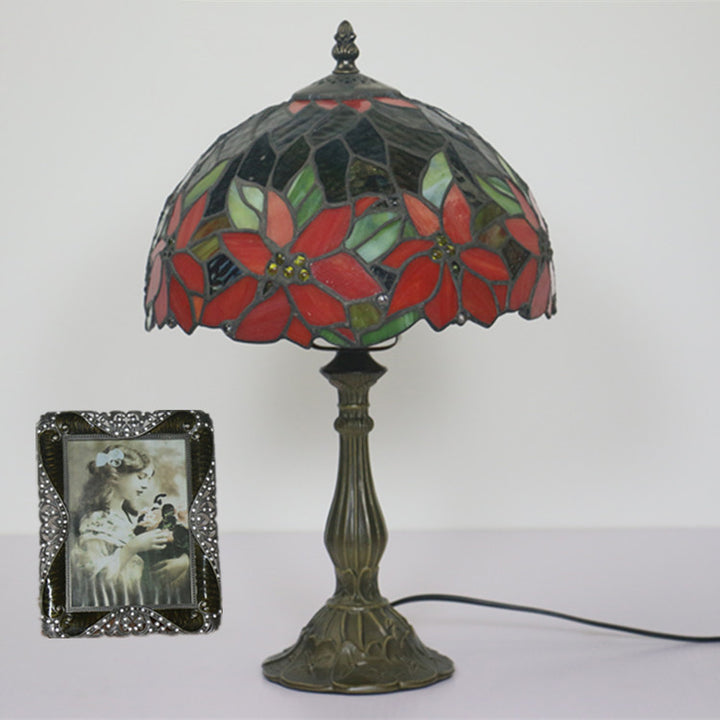 Lampe de table à 1 lumière avec dôme en vitrail Tournesol Tiffany traditionnel pour étude 