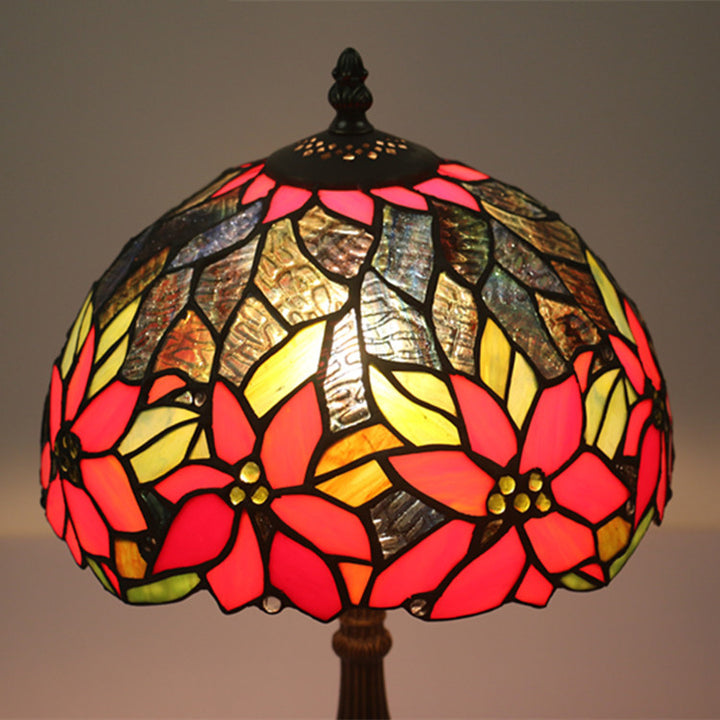 Lampe de table à 1 lumière avec dôme en vitrail Tournesol Tiffany traditionnel pour étude 