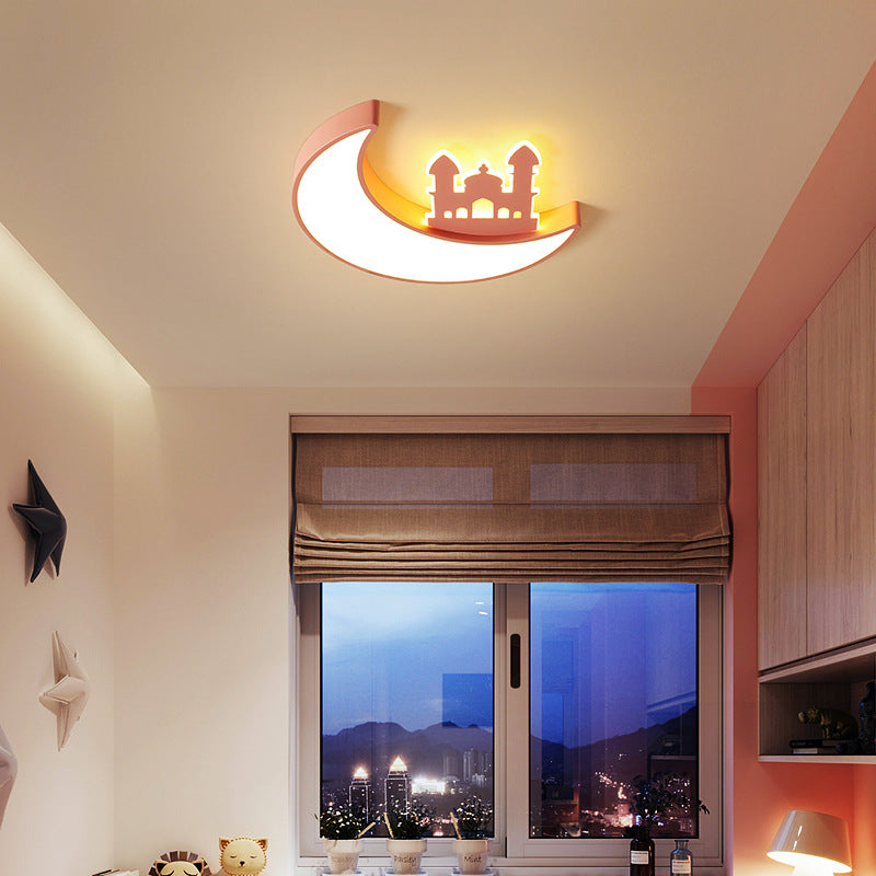 Zeitgenössische kreative Mond-Acryl-Hardware-LED-Kinder-Deckenleuchte für das Schlafzimmer 