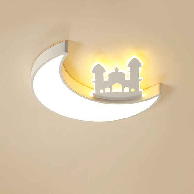 Zeitgenössische kreative Mond-Acryl-Hardware-LED-Kinder-Deckenleuchte für das Schlafzimmer 
