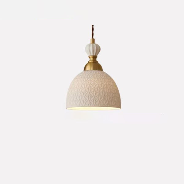 Lustre suspendu en céramique demi-cercle en cuivre traditionnel français à 1 lumière pour salle à manger 