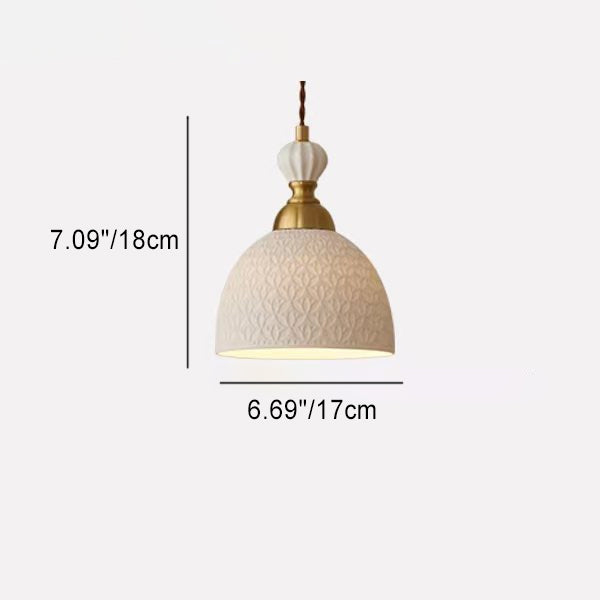 Lustre suspendu en céramique demi-cercle en cuivre traditionnel français à 1 lumière pour salle à manger 