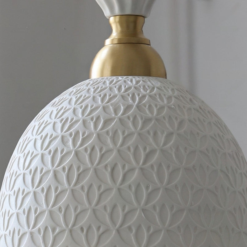 Lustre suspendu en céramique demi-cercle en cuivre traditionnel français à 1 lumière pour salle à manger 
