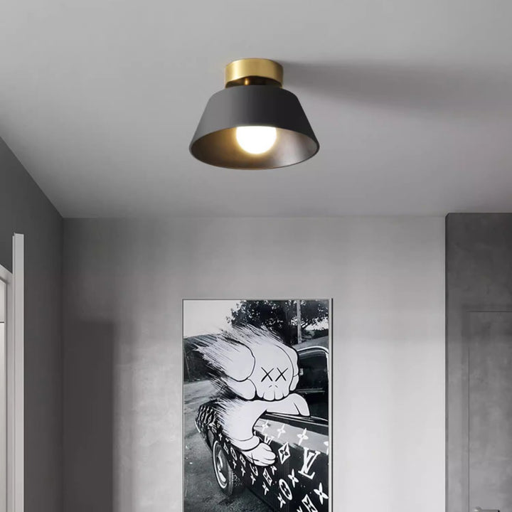 Zeitgenössische nordische runde Deckenleuchte aus Eisen mit 1 Licht und halbbündiger Montage für Schlafzimmer 