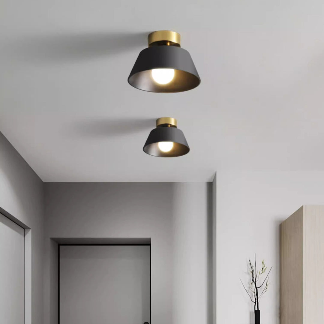 Zeitgenössische nordische runde Deckenleuchte aus Eisen mit 1 Licht und halbbündiger Montage für Schlafzimmer 