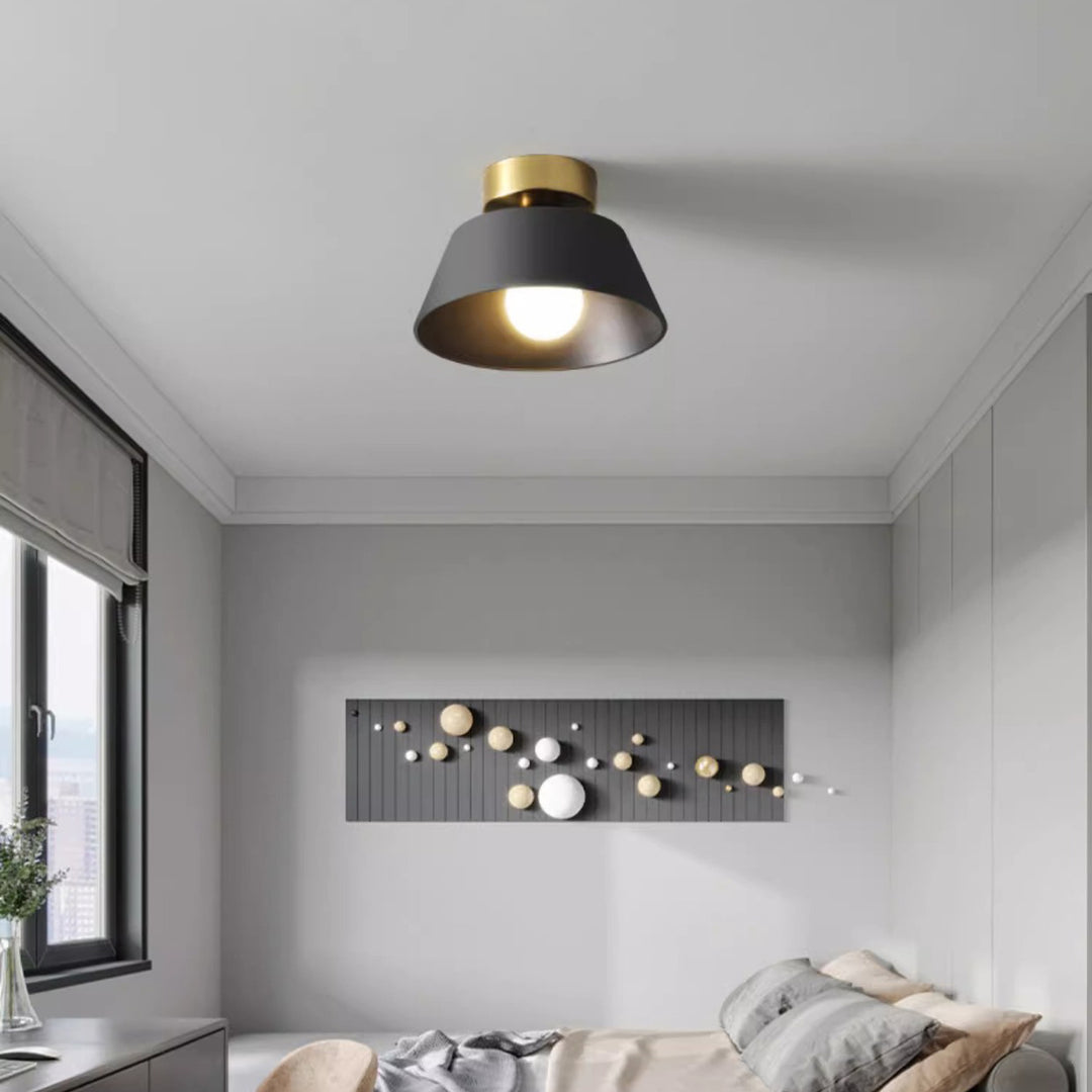 Zeitgenössische nordische runde Deckenleuchte aus Eisen mit 1 Licht und halbbündiger Montage für Schlafzimmer 