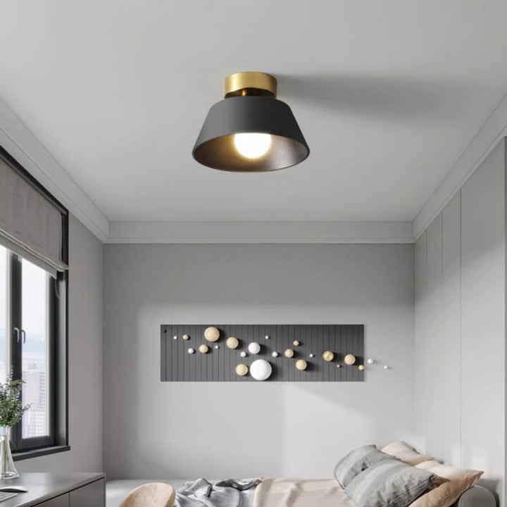 Zeitgenössische nordische runde Deckenleuchte aus Eisen mit 1 Licht und halbbündiger Montage für Schlafzimmer 