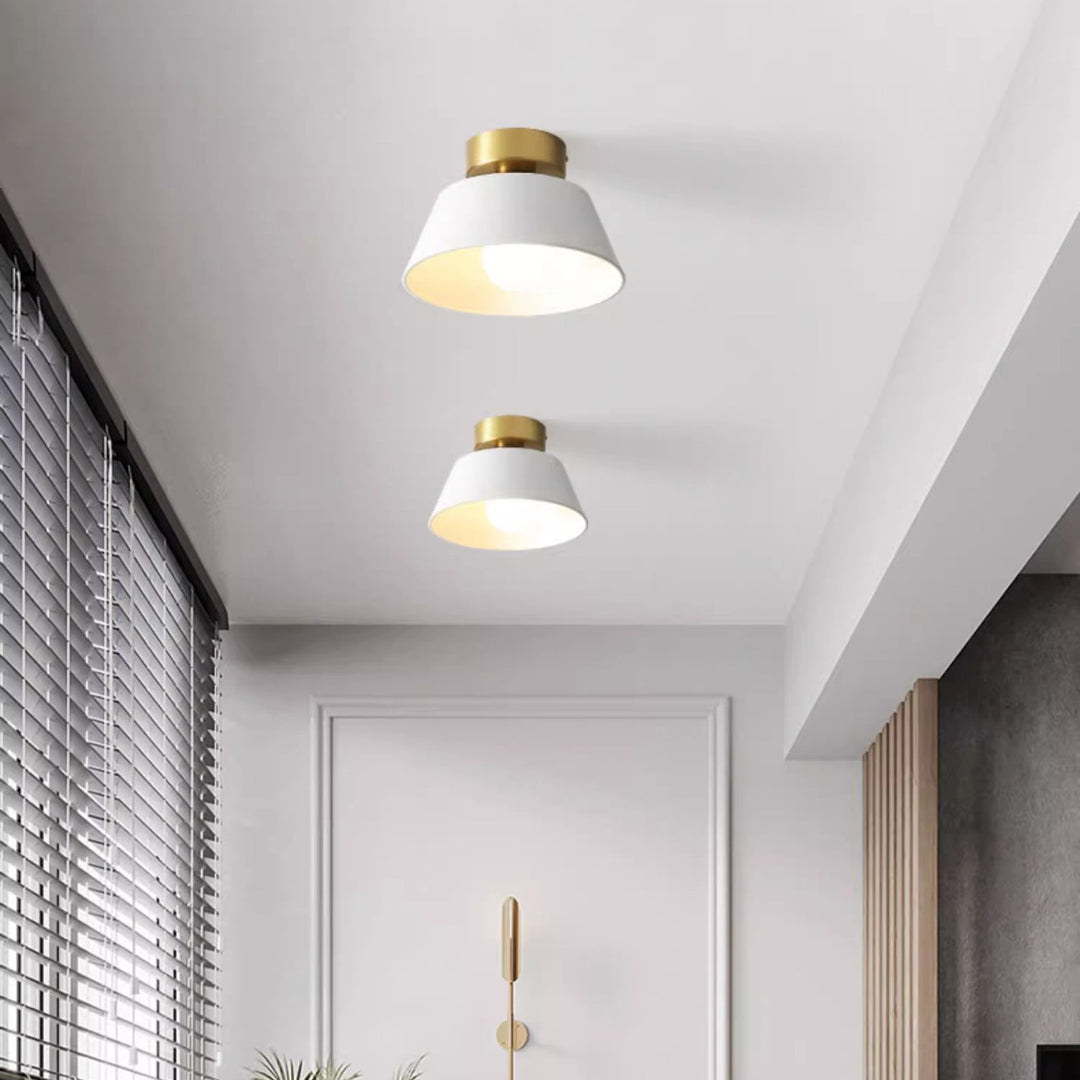 Zeitgenössische nordische runde Deckenleuchte aus Eisen mit 1 Licht und halbbündiger Montage für Schlafzimmer 