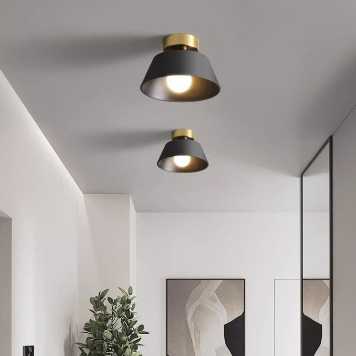 Zeitgenössische nordische runde Deckenleuchte aus Eisen mit 1 Licht und halbbündiger Montage für Schlafzimmer 
