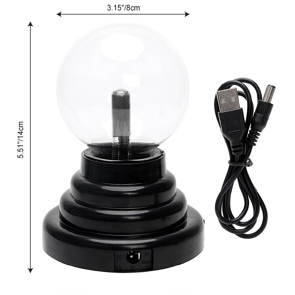 Lampe de Table LED USB à Balle en Verre Ionique Statique Magique Art Déco Moderne pour Chambre 
