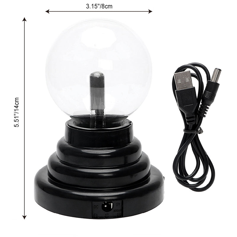 Modern Art Deco Magic Static Ion Glass Ball LED USB Night Light Table Lamp For Bedroom