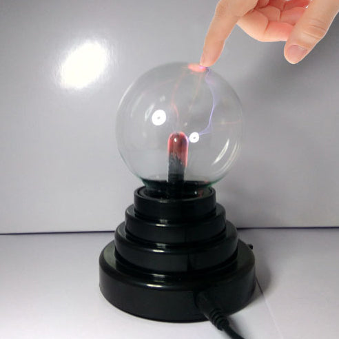 Lampe de Table LED USB à Balle en Verre Ionique Statique Magique Art Déco Moderne pour Chambre 