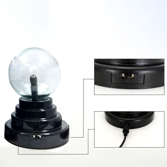 Lampe de Table LED USB à Balle en Verre Ionique Statique Magique Art Déco Moderne pour Chambre 