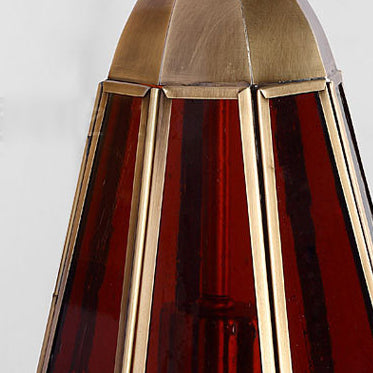 Moderne Art Deco geschnitzte Messing rot Glas Schatten 1-Licht Wandleuchte Lampe für Unterhaltung Zimmer 
