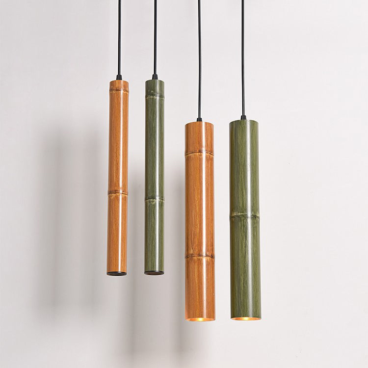 Design moderne minimaliste en tube de bambou en aluminium avec suspension LED pour salle à manger 