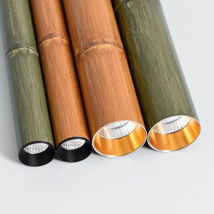 Design moderne minimaliste en tube de bambou en aluminium avec suspension LED pour salle à manger 