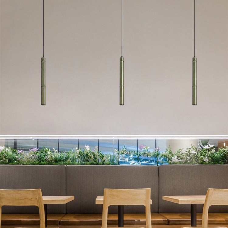 Design moderne minimaliste en tube de bambou en aluminium avec suspension LED pour salle à manger 