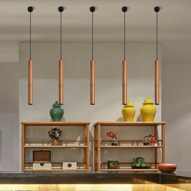Design moderne minimaliste en tube de bambou en aluminium avec suspension LED pour salle à manger 
