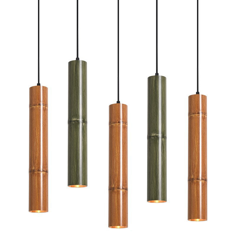 Design moderne minimaliste en tube de bambou en aluminium avec suspension LED pour salle à manger 
