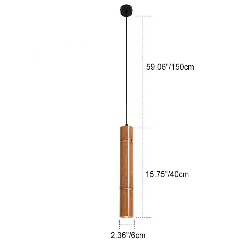 Design moderne minimaliste en tube de bambou en aluminium avec suspension LED pour salle à manger 
