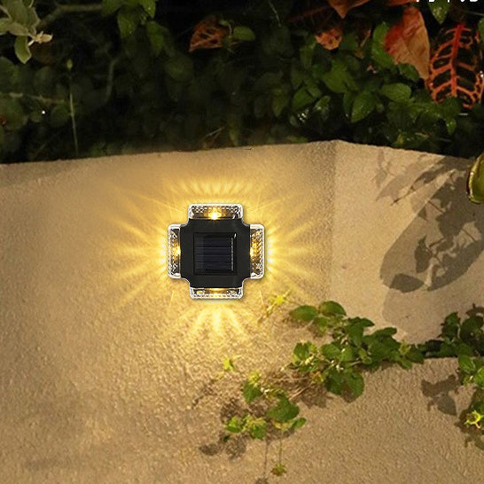 Contemporary Industrial Waterproof Square ABS Shade LED Solar Outdoor Wall Sconce Lamp For Garden