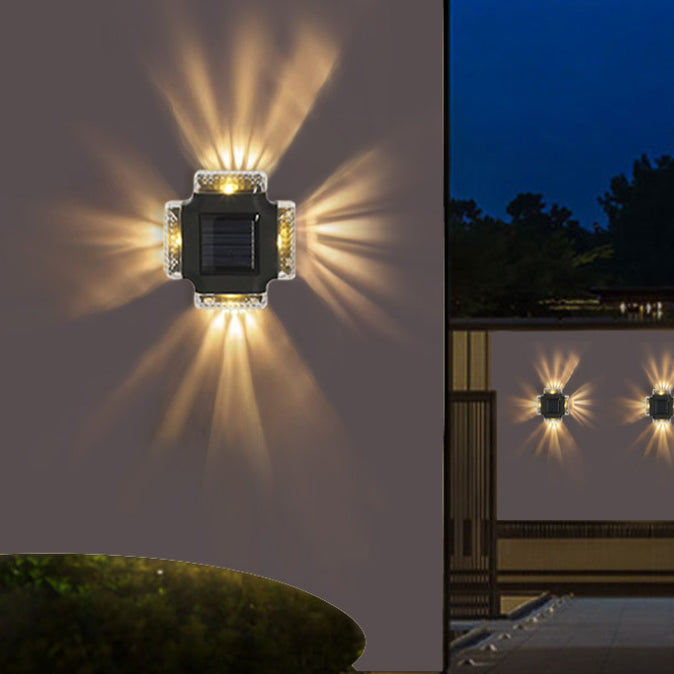 Contemporary Industrial Waterproof Square ABS Shade LED Solar Outdoor Wall Sconce Lamp For Garden
