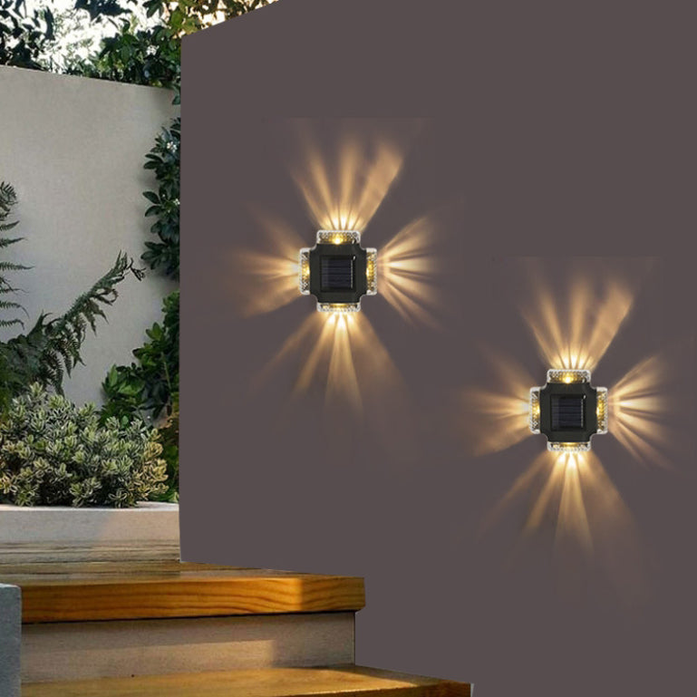Contemporary Industrial Waterproof Square ABS Shade LED Solar Outdoor Wall Sconce Lamp For Garden