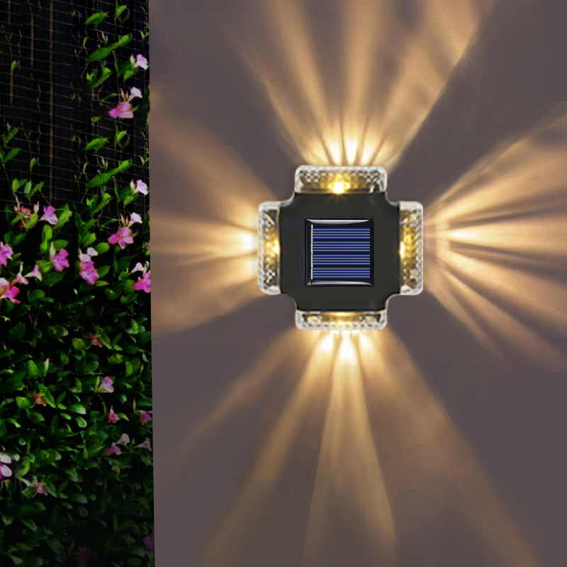 Contemporary Industrial Waterproof Square ABS Shade LED Solar Outdoor Wall Sconce Lamp For Garden