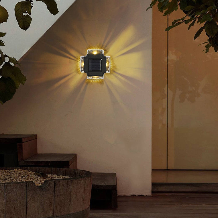 Contemporary Industrial Waterproof Square ABS Shade LED Solar Outdoor Wall Sconce Lamp For Garden