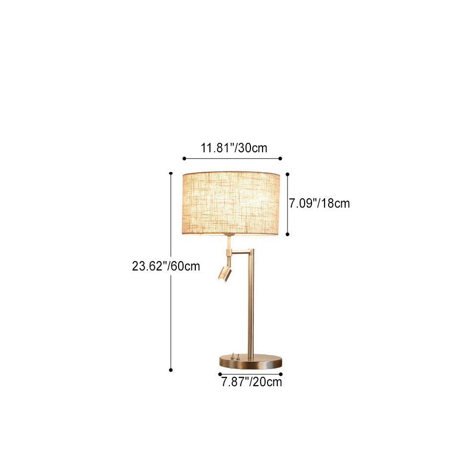 Lampe de table à projecteur rotatif 2 lumières en fer à cylindre vintage traditionnel pour maison et bureau 