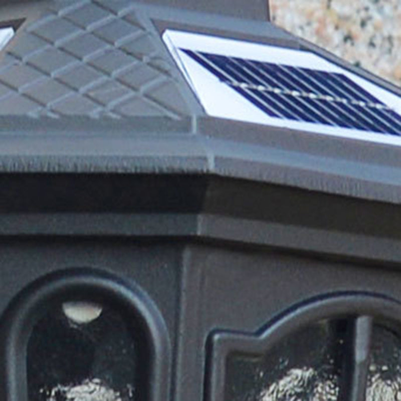 Zeitgenössische industrielle achteckige Aluminiumglas-LED-Solar-wasserdichte Wandleuchte für die Terrasse im Freien 