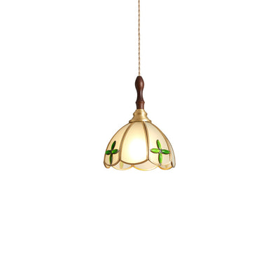 Lustre à une lumière avec abat-jour en verre à motif d'eau traditionnel français pour salon 