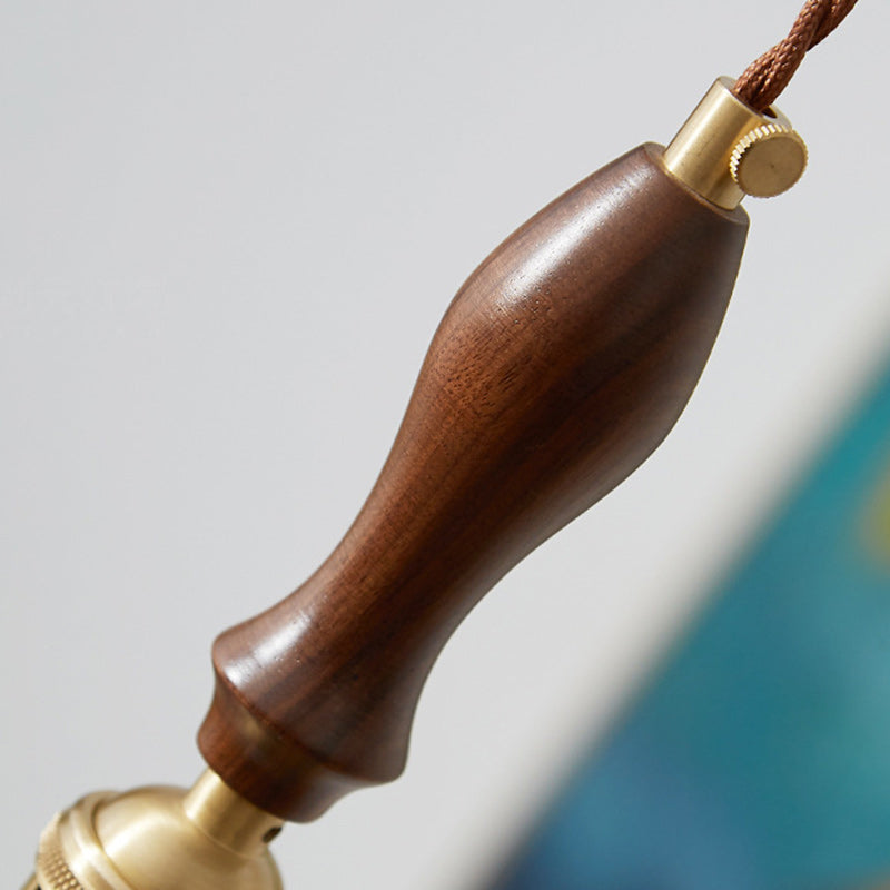 Lámpara colgante redonda de cerámica de madera japonesa tradicional de 1 luz para sala de estar 