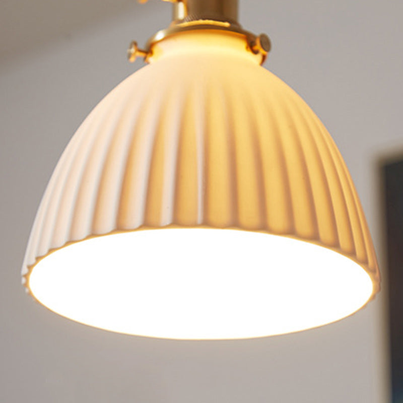 Lámpara colgante redonda de cerámica de madera japonesa tradicional de 1 luz para sala de estar 