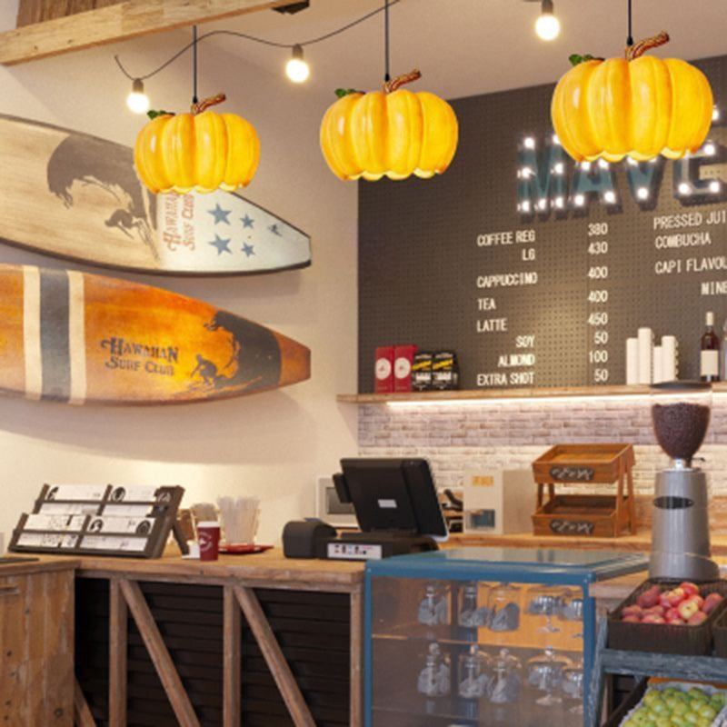 Lámpara colgante contemporánea creativa de resina con calabaza de 1 luz para comedor 